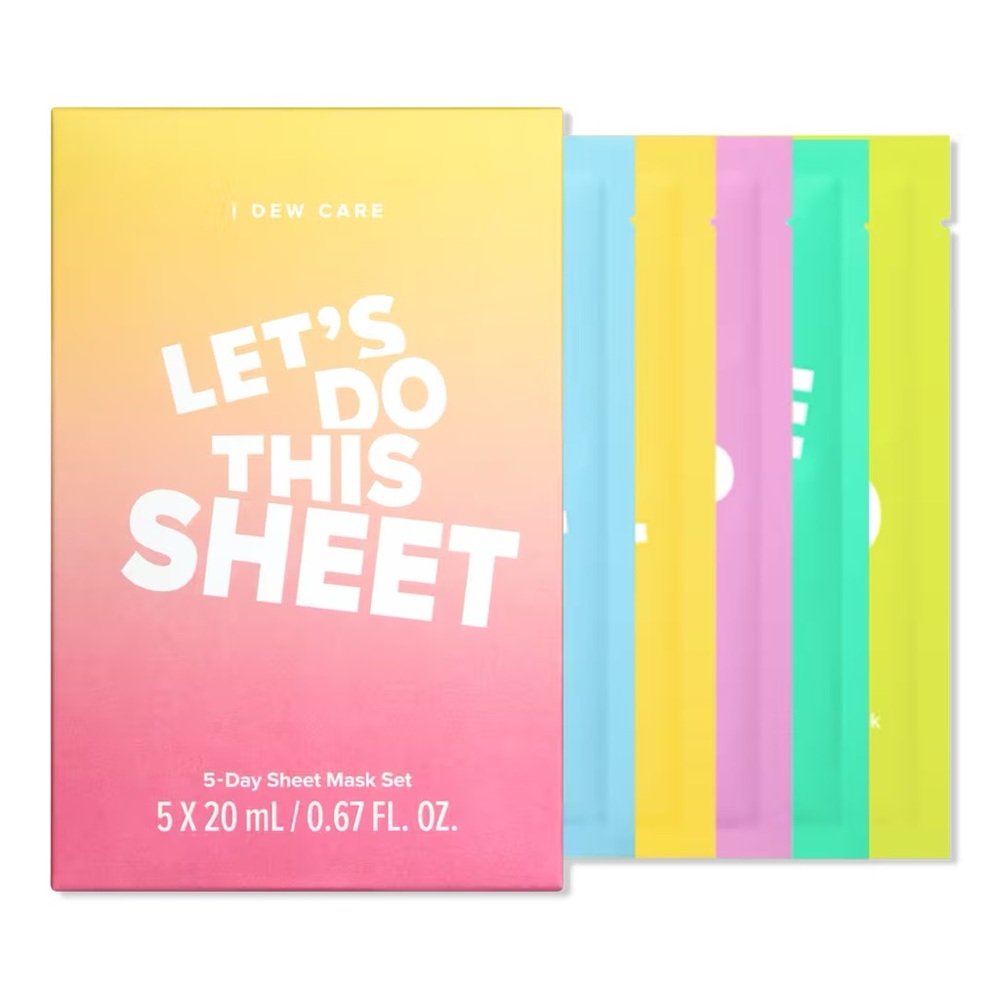 I Dew Care Let’s Do This Sheet; 5-Day Sheet Mask Set- vegan, glass skin mask set